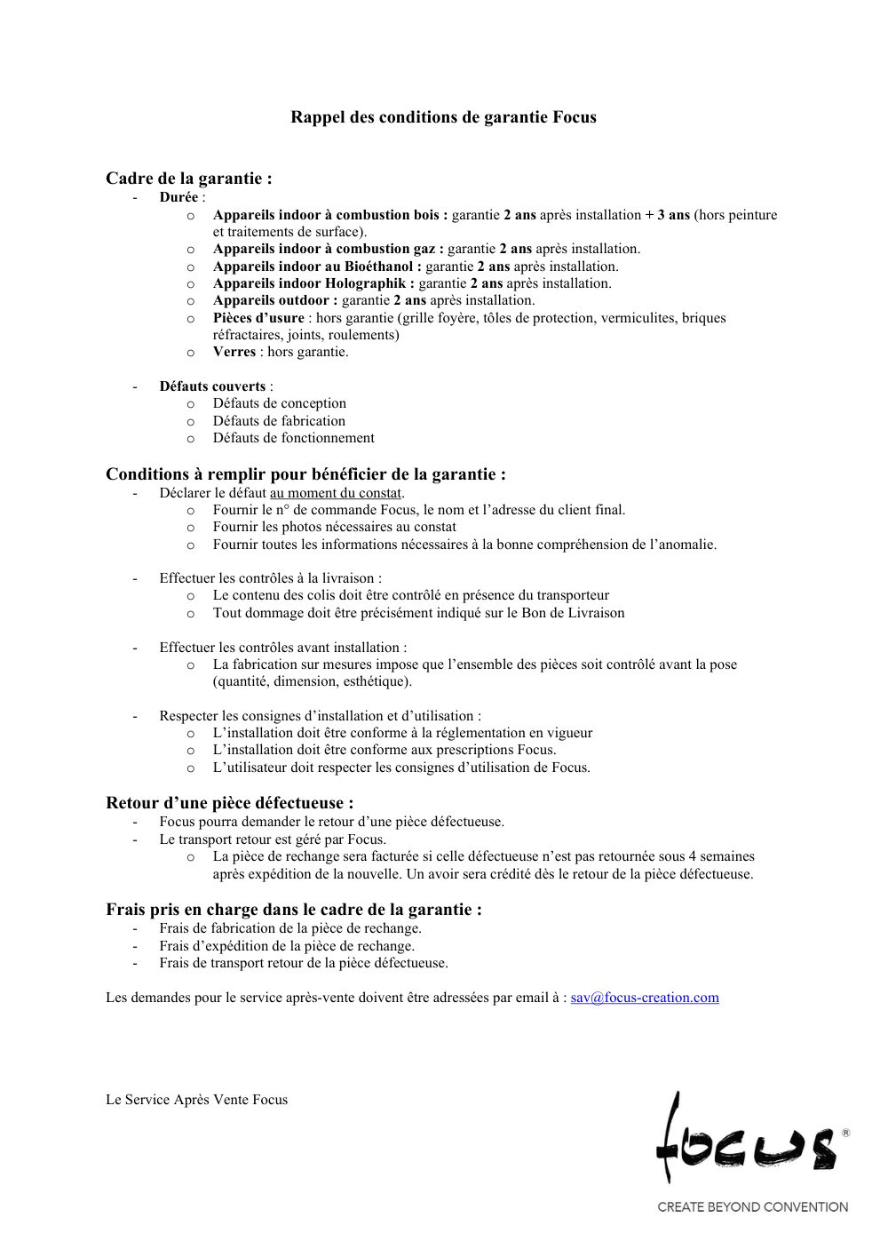Garantie: Focus-Garantiebedingungen